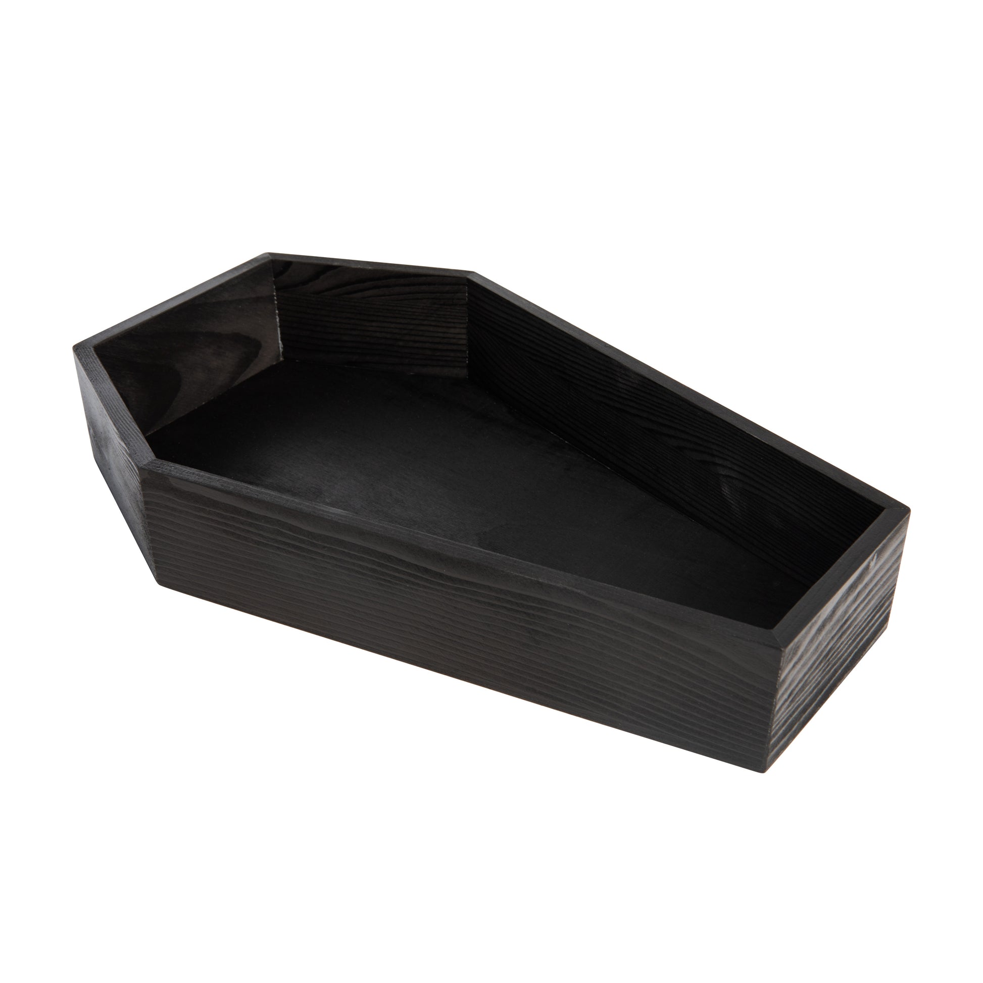 Black Painted Wood Coffin Tray – 13.5 Inch Coffin Shaped Serving Tray Box, - for candle