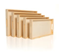 Wooden Nested Serving Trays - Set of 5 Unfinished Rectangle Trays with Cut-Out Handles for Crafts, Serving, and Home Décor