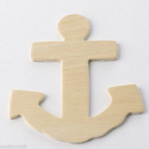 Package of 24 Unfinished Wood Anchor Cutouts for Painting and Crafting - side view