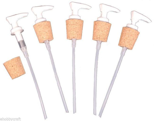 White Lotion Soap Dispenser Pump Has Cork Stopper For Easy Press-In Fit (Pkg/5) - wood, for pottery