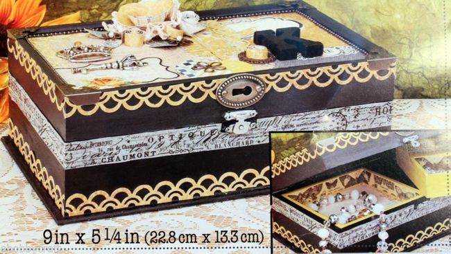 Wood Jewelry Box Clasp Close w/ Mirror & Removable Trays - Ready to Decorate! - detail