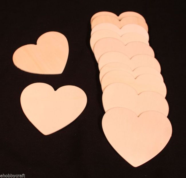 12 Unfinished Wood Cutouts - 3.5" Heart - Ready to Paint!  Great Kid's Project! - side view