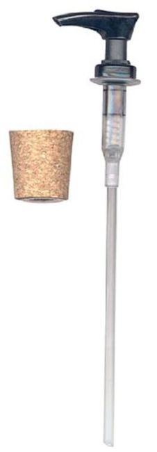 Black Plastic Lotion Soap Dispenser Pump Has Cork Stopper For Easy Press-In Fit - side view