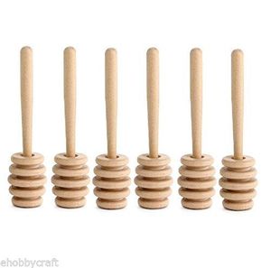 Creative Hobbies 6 Inch Wood Honey Dipper Stick Server for Honey Jar Dispense - side view