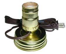 MASON JAR LAMP MAKING KIT IS PRE-WIRED AND EASY TO USE! GOLD COLOR  LID & SOCKET - brass