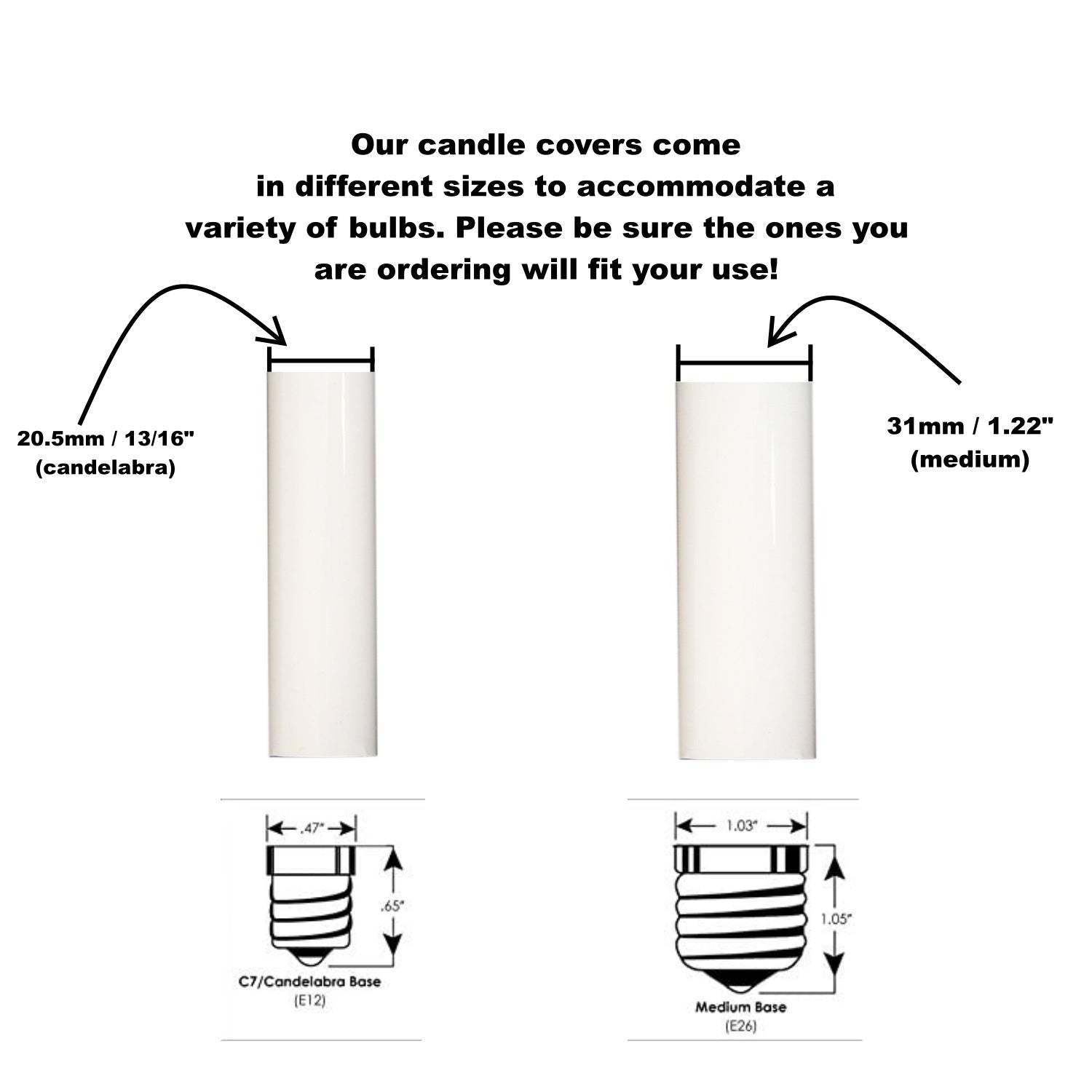 Creative Hobbies 6 Inch Tall Cream Plastic Candle Covers Sleeves Chandelier - close-up