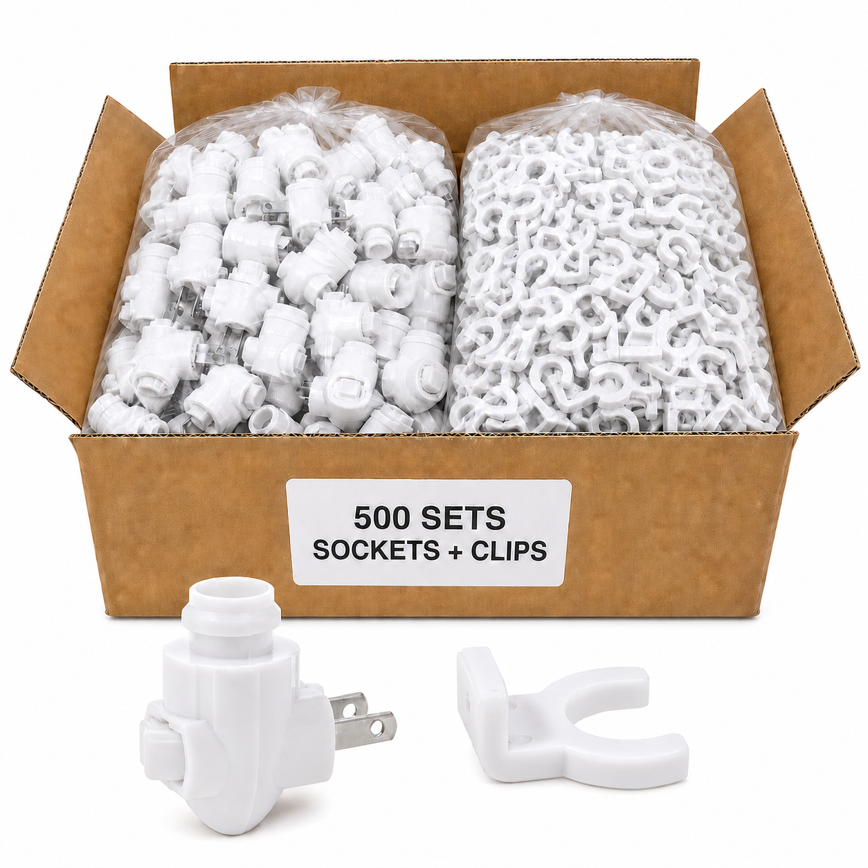 500 Count of Night Lights with Clips - (White or Ivory)