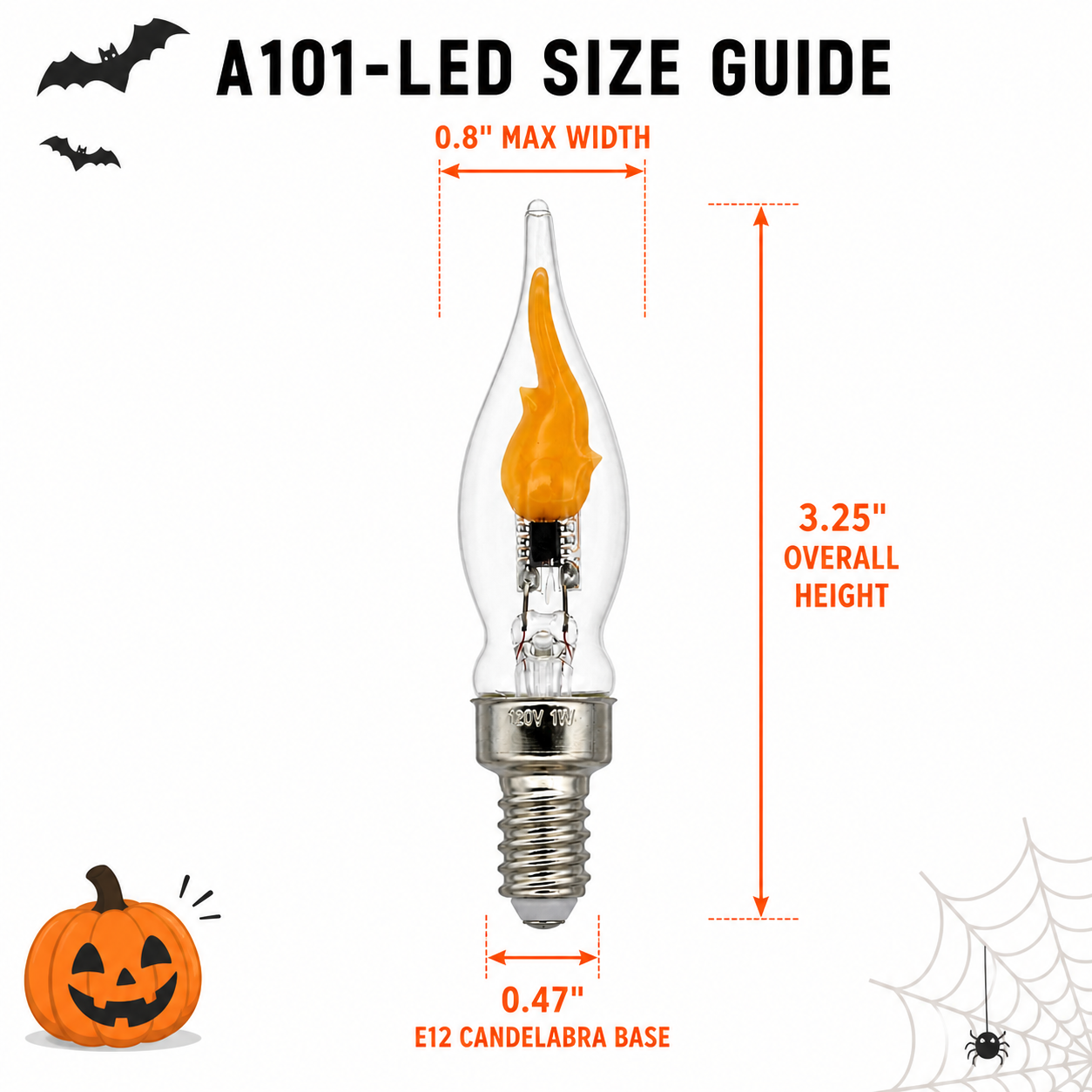 Creative Hobbies E12 LED Flicker Flame Bulbs, 1W, 2 Pack