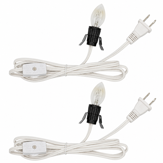 Creative Hobbies Clip In Lamp Cords with Clear 7W C7 Bulbs, 6 Foot - 2 Pack