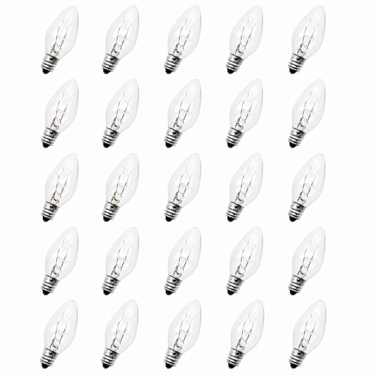 Clear Steady Burning C7 Clear Night Light Bulbs, 5W 120V, E12 Aluminum Screw Base