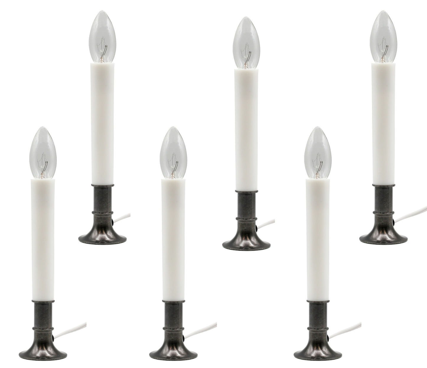 Creative Hobbies Electric Window Candle Lamp with Pewter Plated Base, On/Off - metal