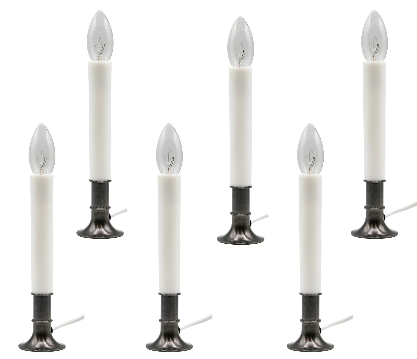 Creative Hobbies Electric Window Candle Lamp with Pewter Plated Base, On/Off - metal