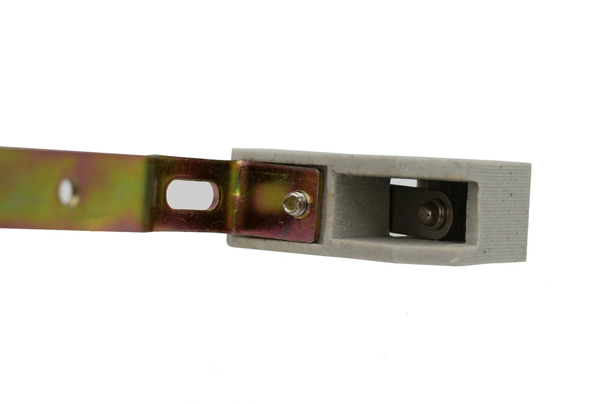 Close-up of the metal mounting bracket and socket assembly
